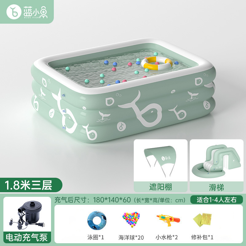 Picture of Household adult children outdoor inflatable swimming pool thickened children swimming pool baby play pool with slide sunshade