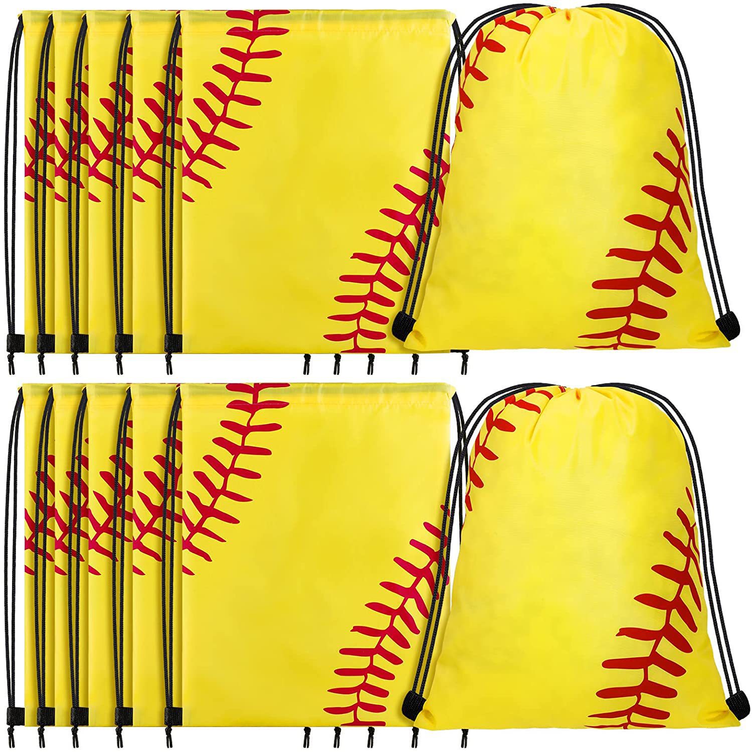 Softball Drawstring Backpack Bag Portable Storage Bag Polyester Portable Drawstring Bag Bundle Pocket