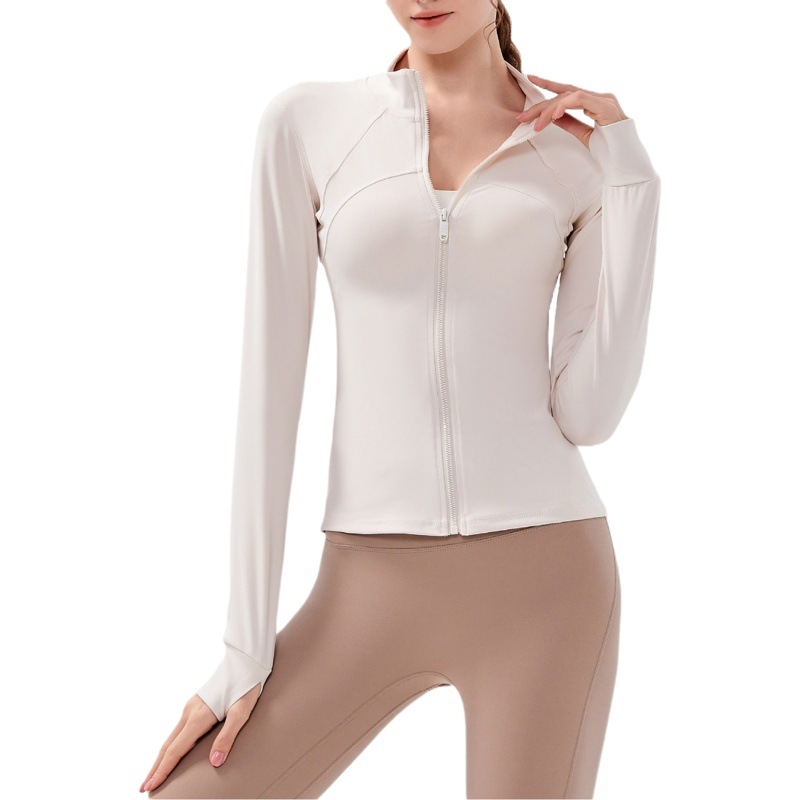 New Autumn and Winter Velvet Zipper Yoga Clothing Tops Running Fitness Clothing Slimming Sports Training Cycling Long-Sleeved Jacket