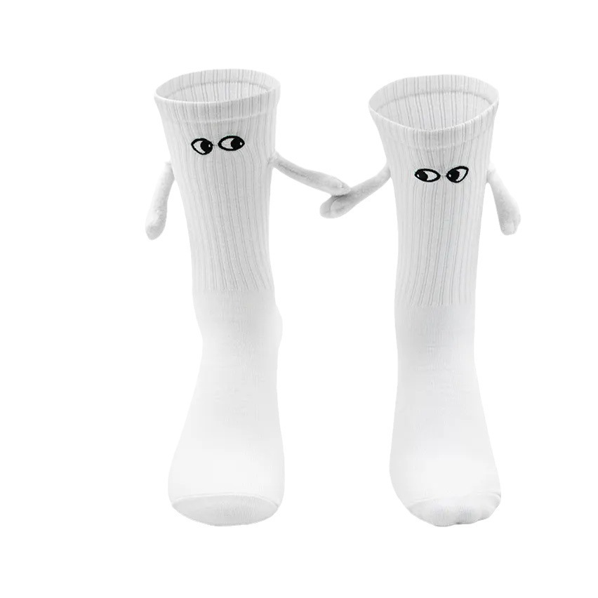 Picture of 2023 Amazon Embroidered Eyes Holding Hands Socks Magnetic Mid-Calf Socks for Men and Women Couples Sports White Socks Essential for Couples