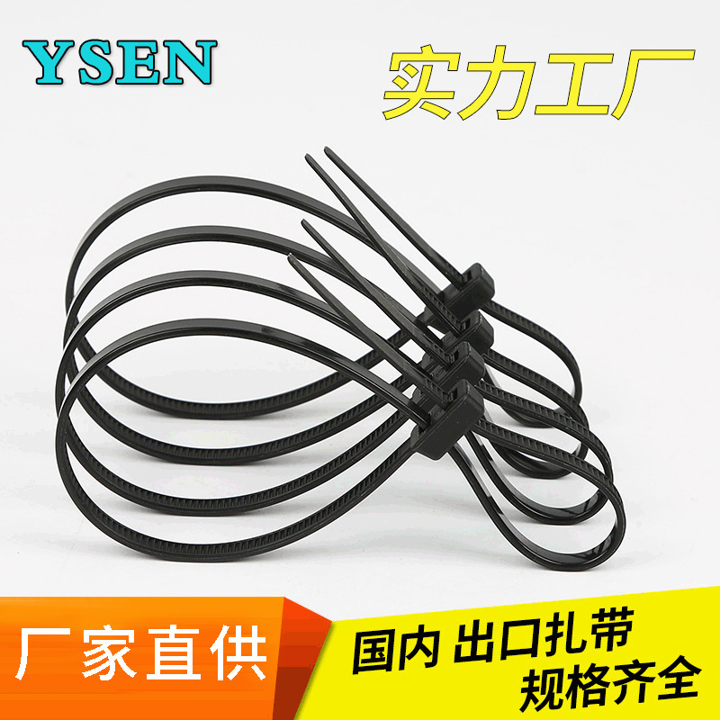 Factory 4.8*300mm double-head double-hole self-locking nylon plastic binding wire tie metal cable binding tape