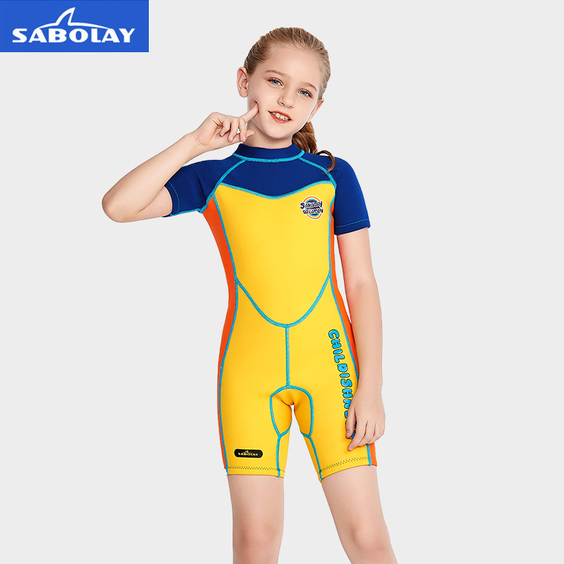 Picture of Autumn and Winter Children's 2MM Thickened Girls' Long Sleeve Swimwear Sunscreen Cartoon Surfing Children's Swimsuit Diving Suit