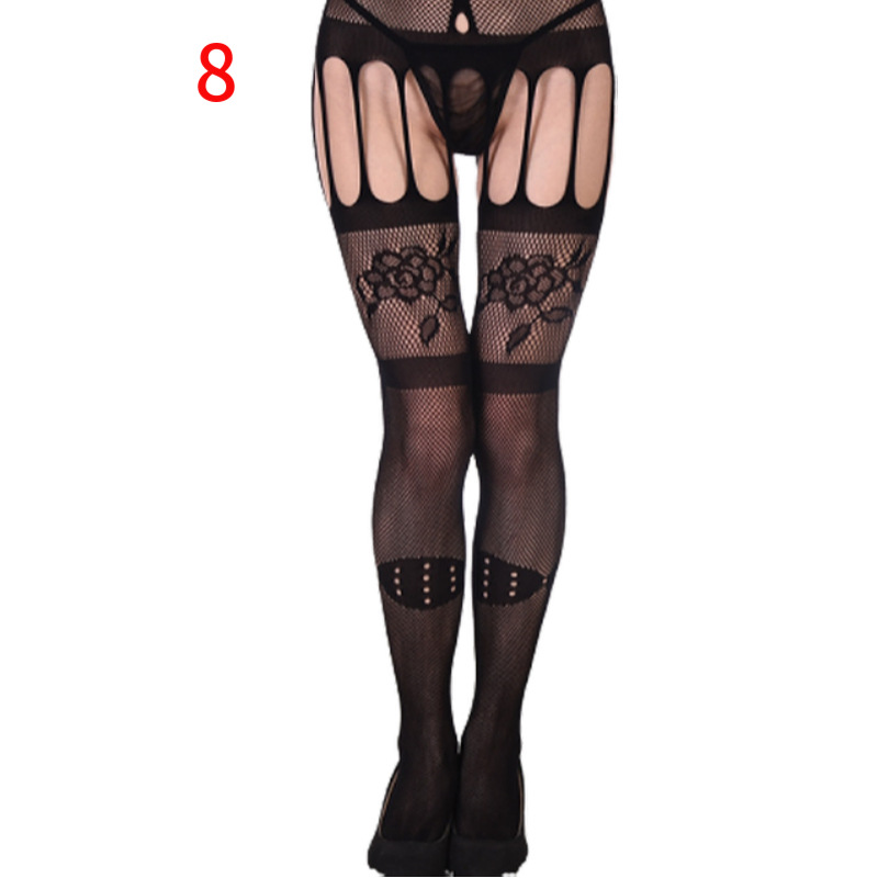 Picture of Sexy Underwear Sexy Pants Tennis Stockings Small Net Four-sided Open-end Hanging Socks Hanging Socks Perspective Fishing Net Eye Open-end Socks