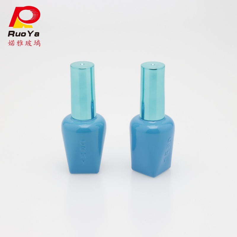 Nail polish sub-packed empty bottles supply opaque sea blue environmental protection sealing glue with 15ml nail shop glass bottle