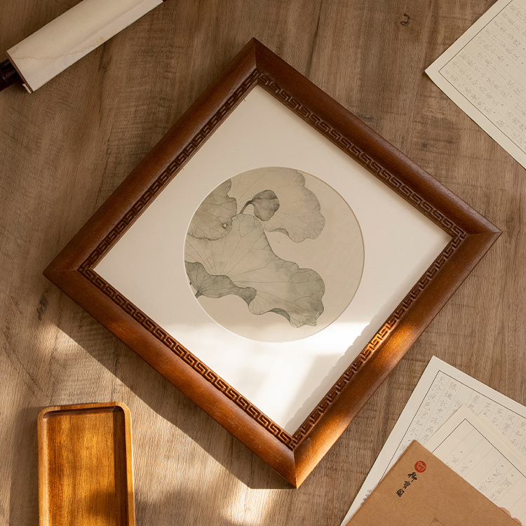 Picture of New Chinese Calligraphy and Painting Mounting Frame Calligraphy Chinese Painting Frame Wall Hanging Cross-stitch Wooden Frame Photo Frame Customized Any Size