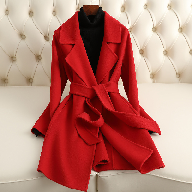 Picture of 2025 New Autumn and Winter Small Double-Sided Cashmere Outwear Women's Mid-Length Slim Woolen Outwear Small Fragrance Wholesale