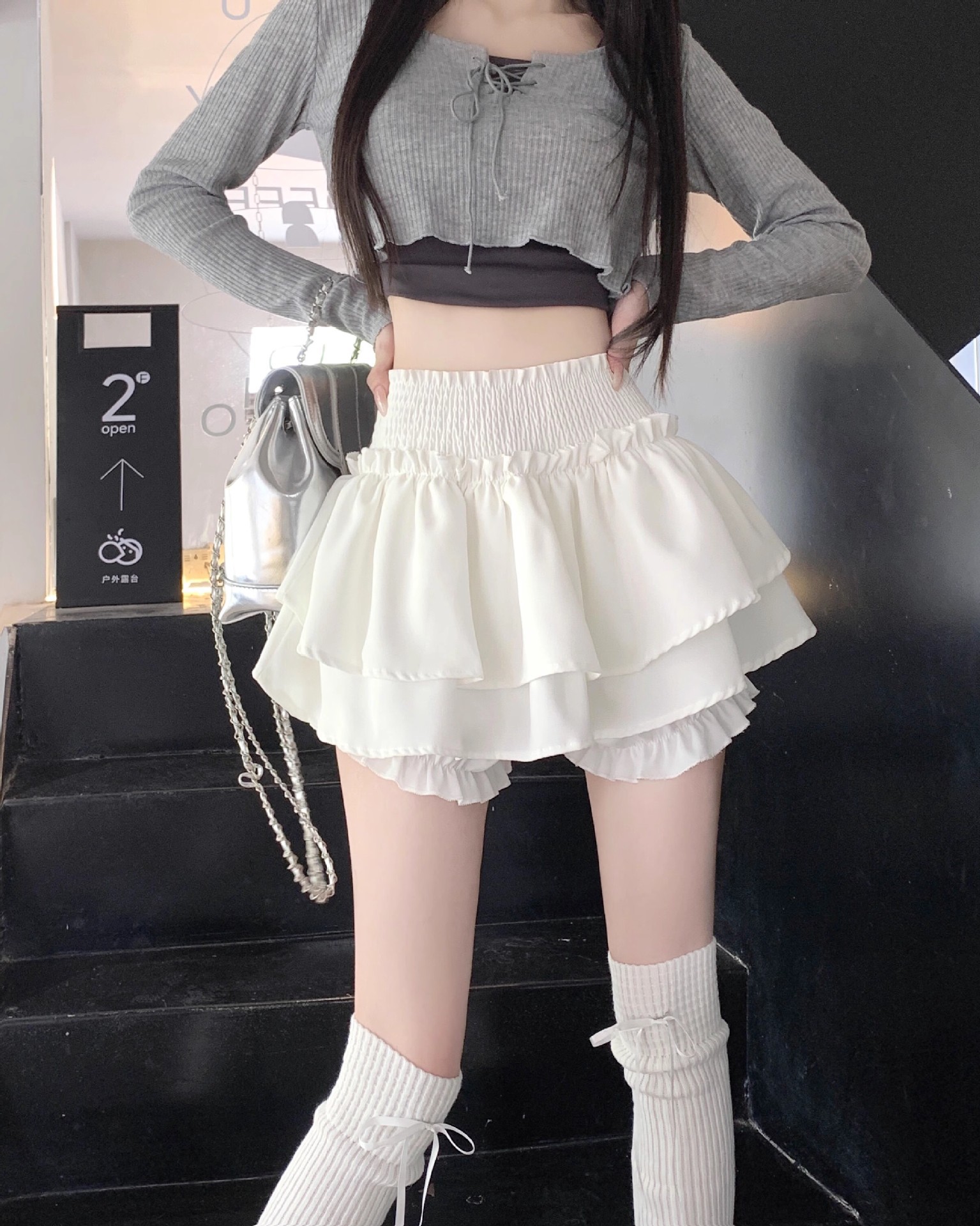 Picture of plus size Ballet Style Skirt Women's Spring and Summer New High Waist Slimming Petite Cake Skirt A- Line Shaggy Short Skirt