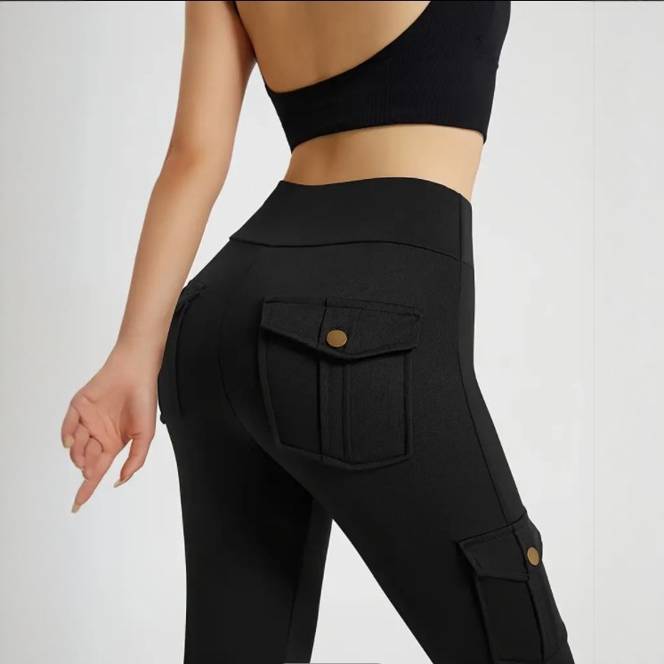 Pocket fitness pants for women, stretch slim sexy sports pants, high-waisted quick-dry running bodybuilding long pants, work pants