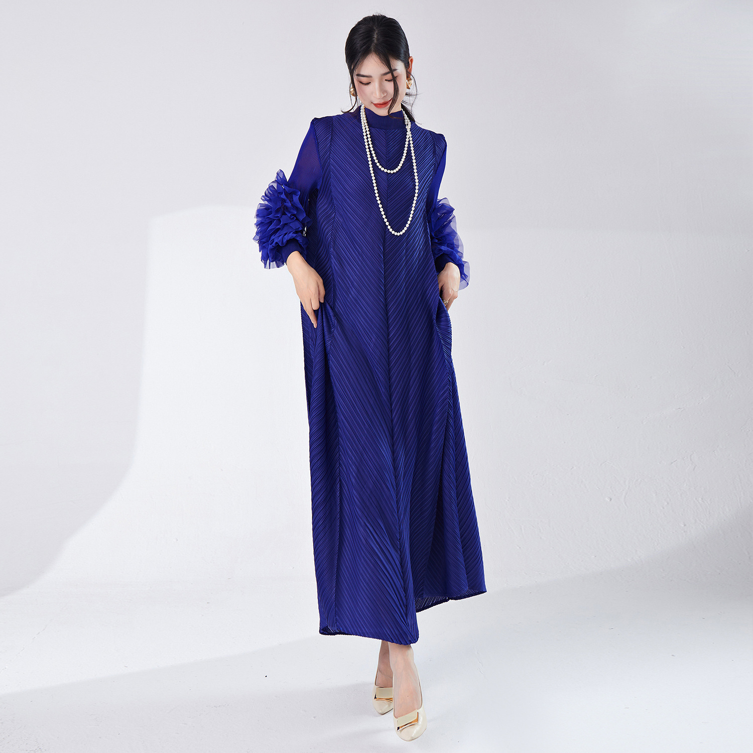 Picture of Cross-Border Aliexpress Popular Miyake Dress Long Skirt Loose Large Size High-End Women's Elegant Dress Skirt