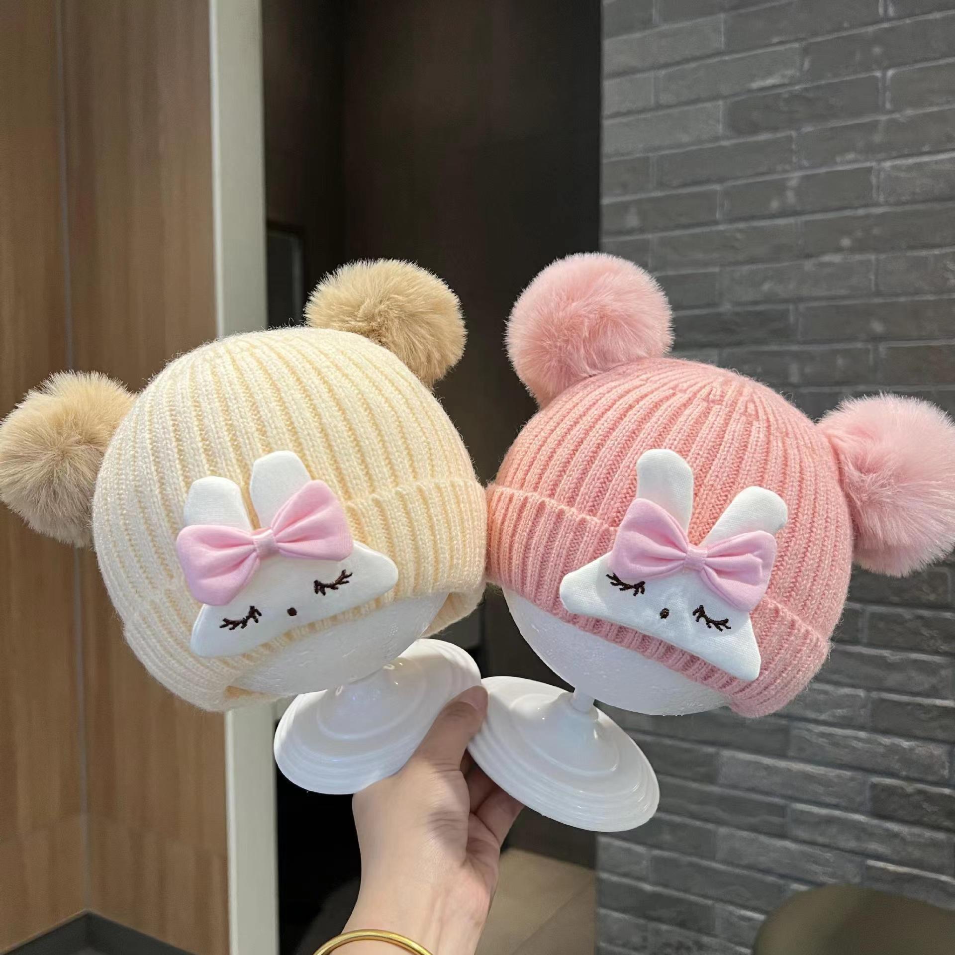 AliExpress baby hat autumn and winter cute rabbit wool hat baby warm cap newborn knitted hat