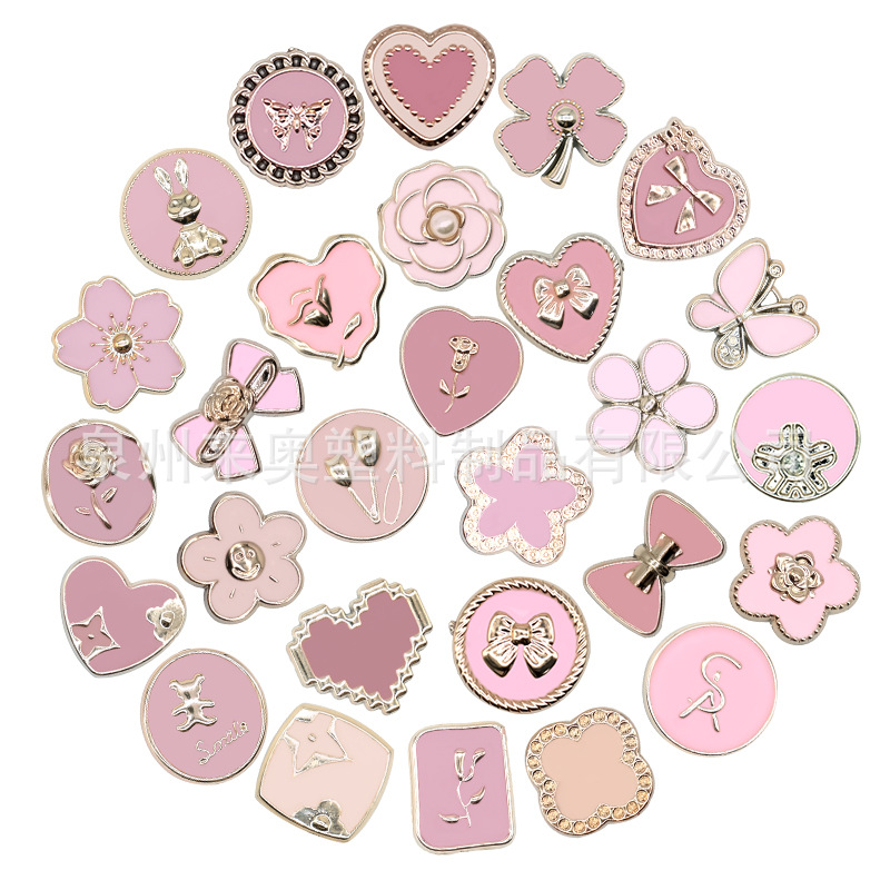 Cross-Border Pink Acrylic Clogs Flower Shoe Accessories Ready-Made Removable Decorations Pvc Shoe Flower Buckles