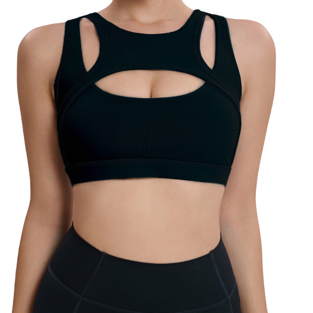 European and American Big Chest Shockproof Sports Underwear Women's Yoga Bra Fitness Shockproof Sports Vest Hollow Yoga Underwear