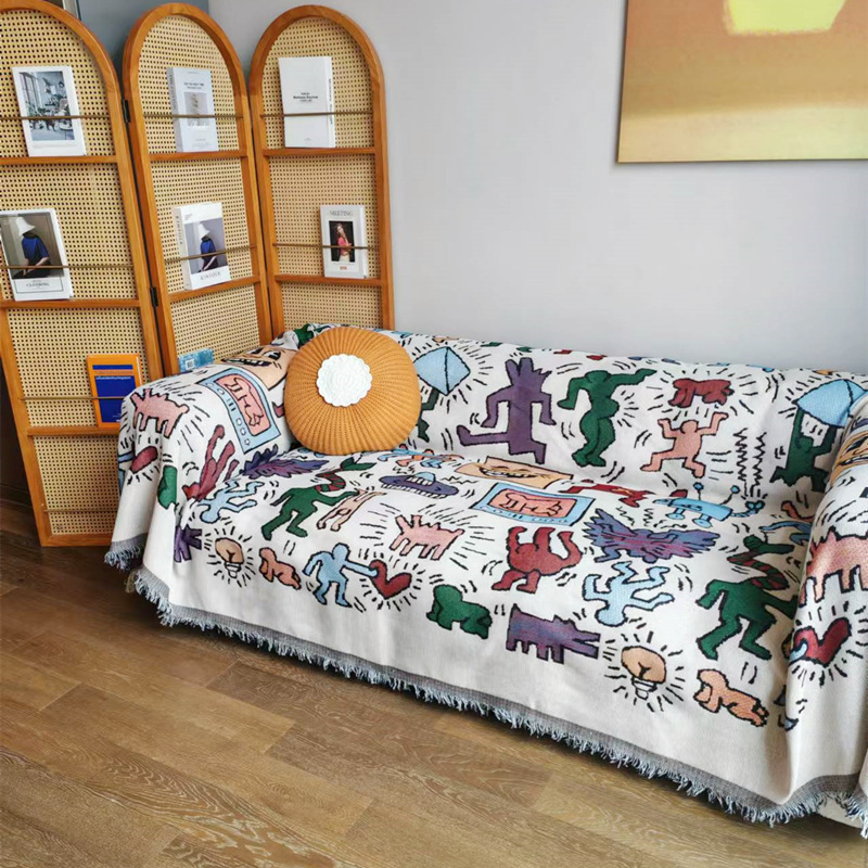 Graffiti Sofa Cover Cloth Sofa Towel Nordic Style Ins Sofa Dust Cover Full Cover Sofa Cover Sofa Cover Decorative Blanket