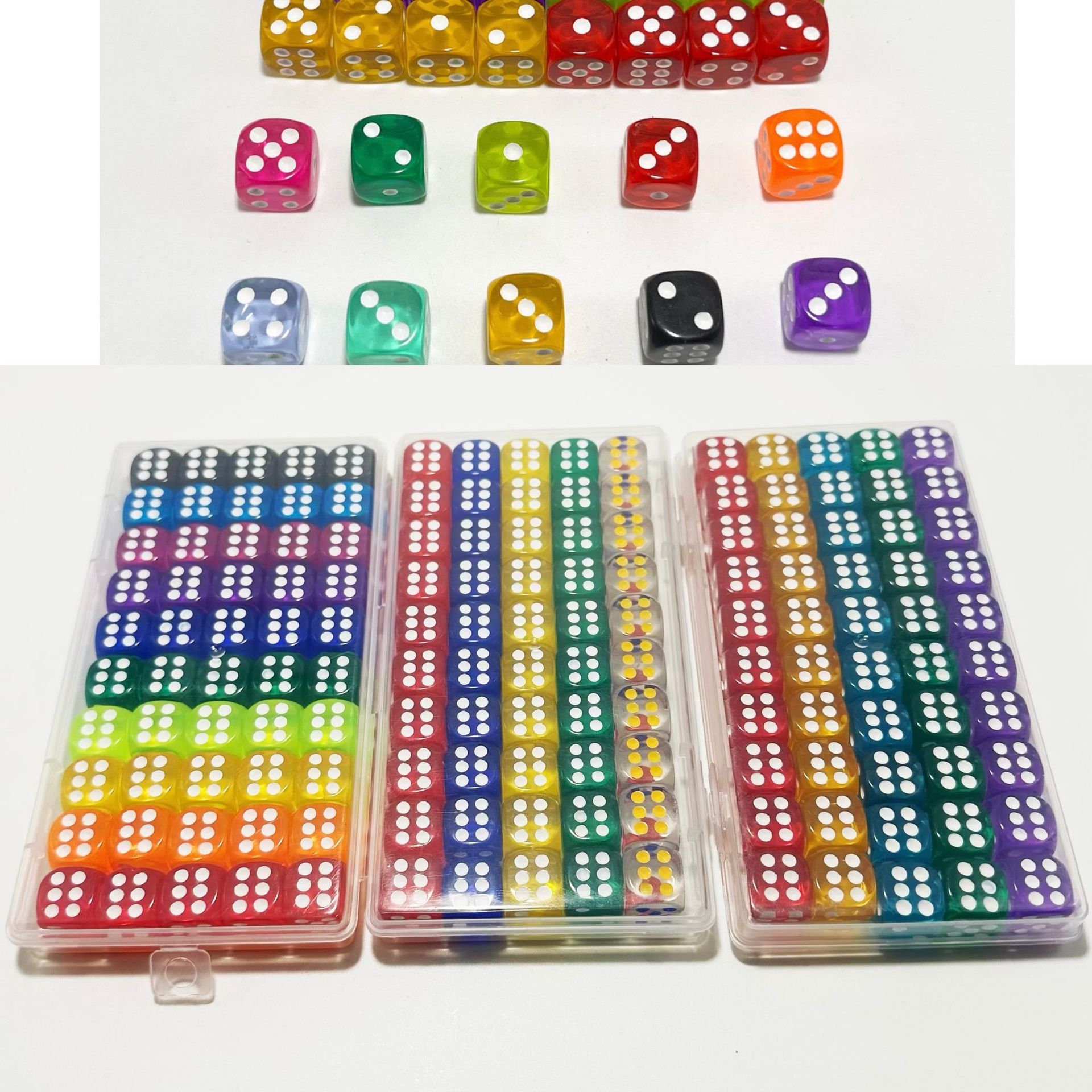 Yiwu Dege leisure and entertainment wholesale 14mm14mm 14 transparent crystal color dice color dice