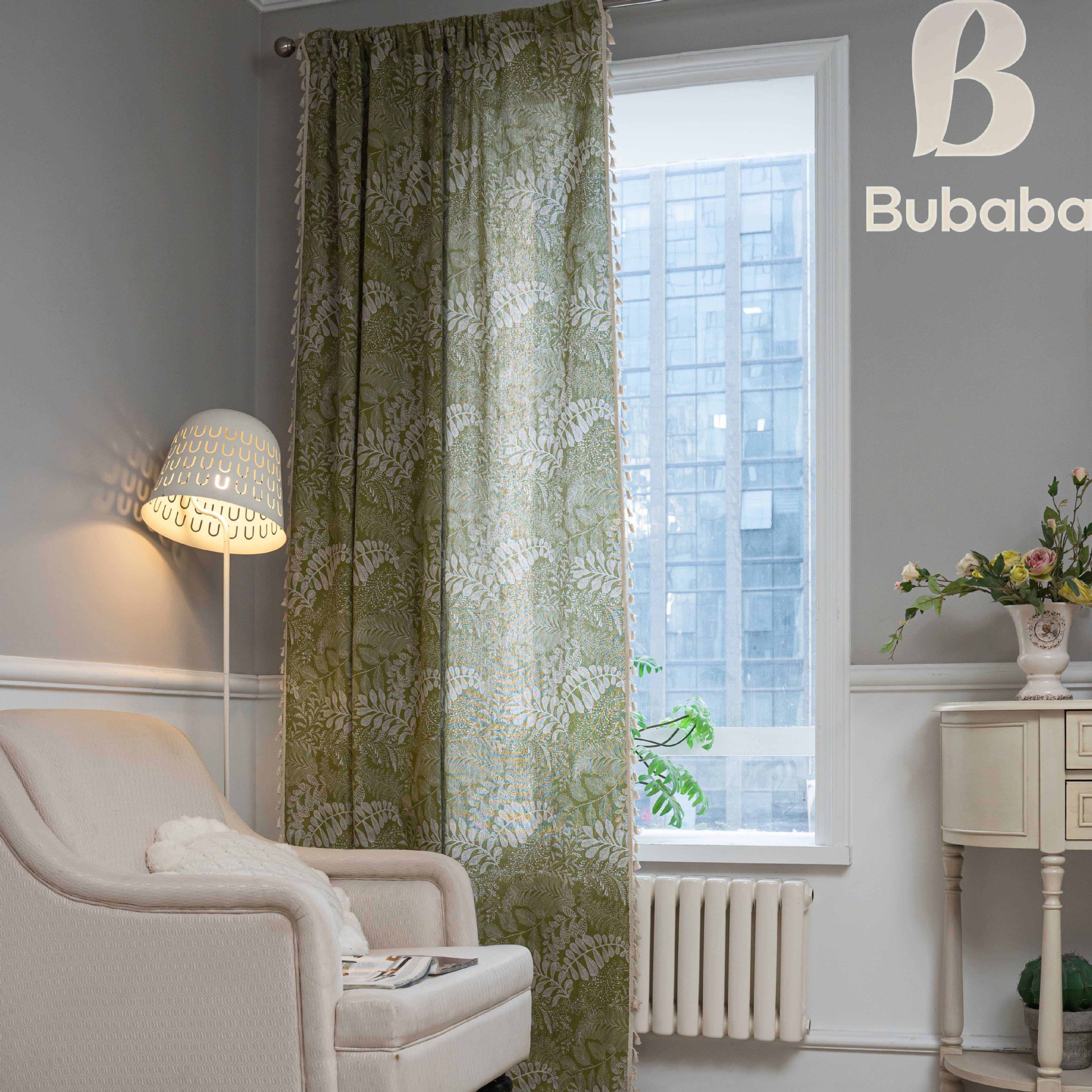 Picture of Cross Border Bohemian Semi-Shading Curtain Living Room Bedroom Kitchen Short Curtain Vintage Country Floral Pattern Partition Curtain