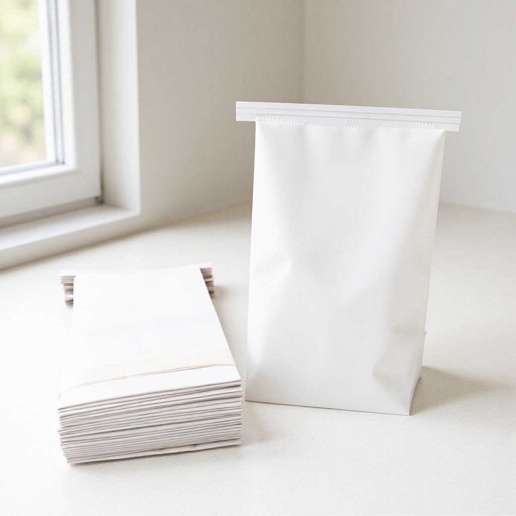 Takeaway Packaging Bags with Square Bottom, Oil-Proof Coated Backing, Food Bags, Desktop Garbage Bags, Coated Bags, Eco-Friendly White Kraft Paper