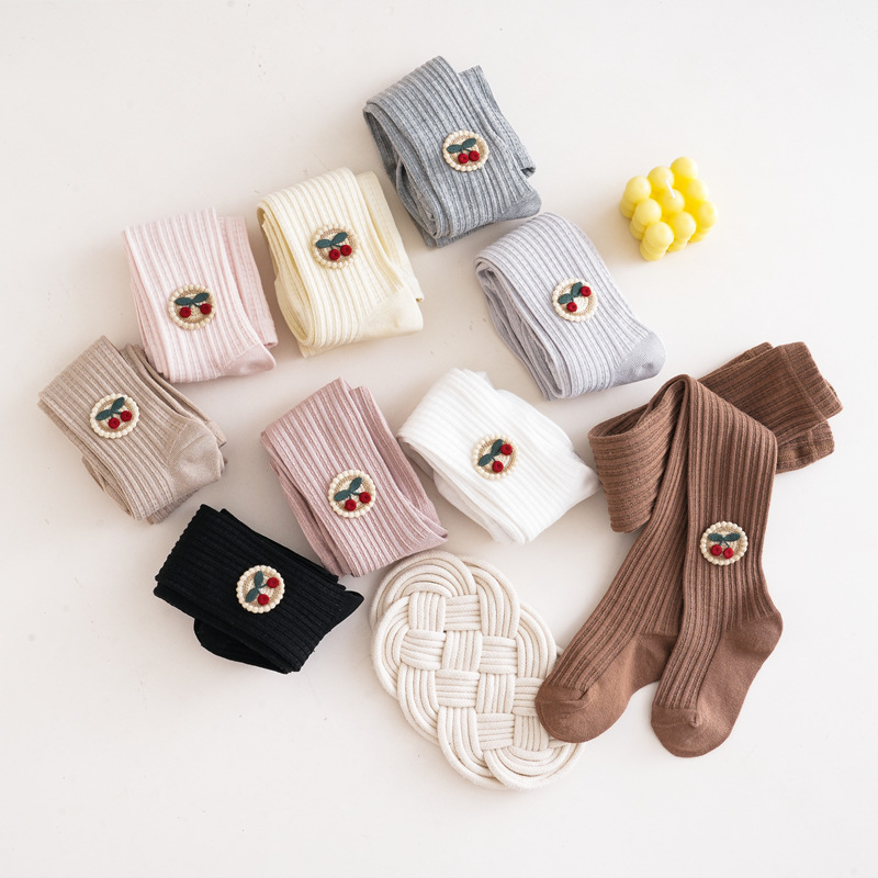Picture of Baby pantyhose children's leggings 2023 spring and summer a cherry combed cotton baby bottoming socks spot wholesale
