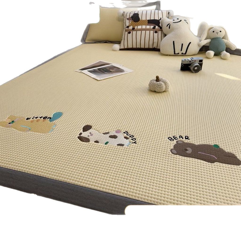 Picture of Summer 100% Polyester Ice Bean Mat Three-Piece Set Ice Silk Mat Fitted Sheet Air-Conditioned Soft Mat Type a Maternal and Infant Grade