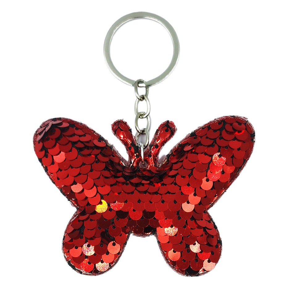 Cross-border reflective glossy butterfly keychain sequin keychain bag car small pendant pendant accessories small gift