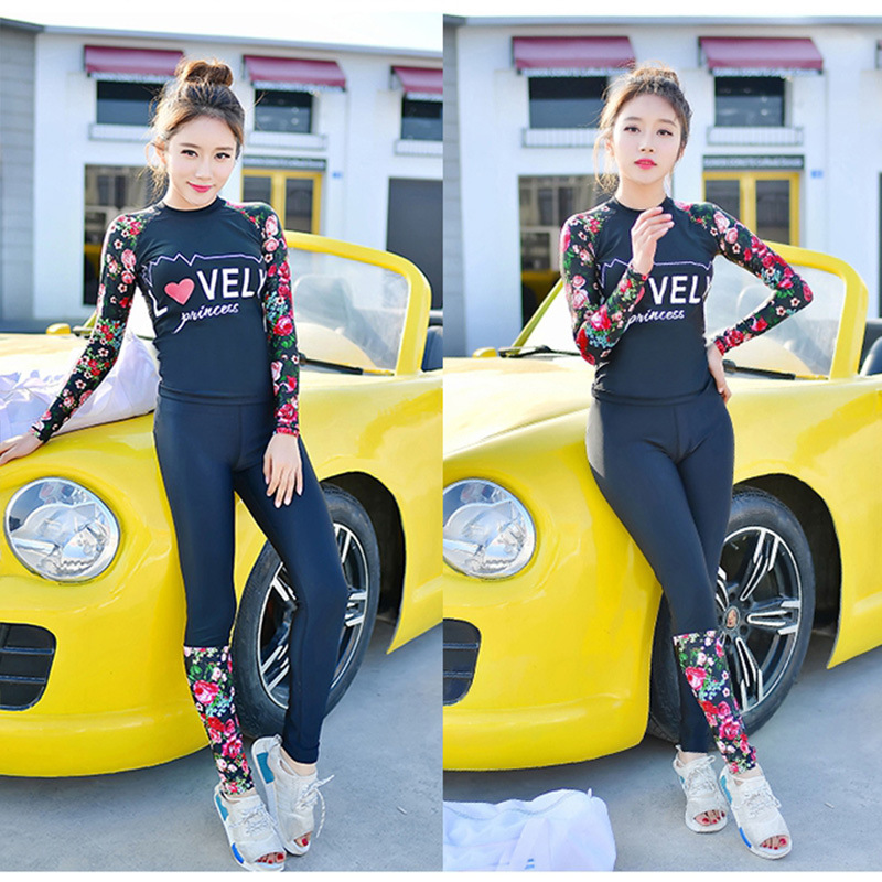 2025 New Swimsuit Women's Wetsuit Split Sun Protection Long-Sleeved Pants Slimming Look Quick-Drying Snorkeling Surfing Jellyfish Swimsuit