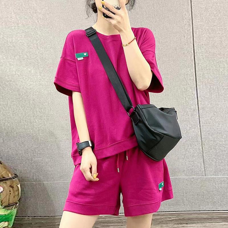 Casual Sports New Suit Women's Summer 2022 Western Style Age-reducing All-match Running Short-sleeved Shorts Slimming Two-piece Suit
