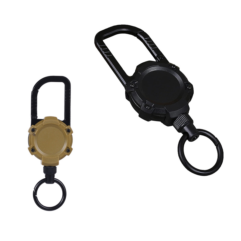 Amazon magnetic outdoor camping mountaineering keychain fishing Luya telescopic steel wire rope rebound easy to pull wholesale