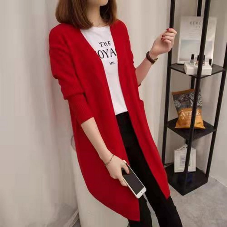 Women's faux knitted fabric coat Spring and Autumn Sweater 2023 new women's Korean-style mid-length sweater women's cardigan