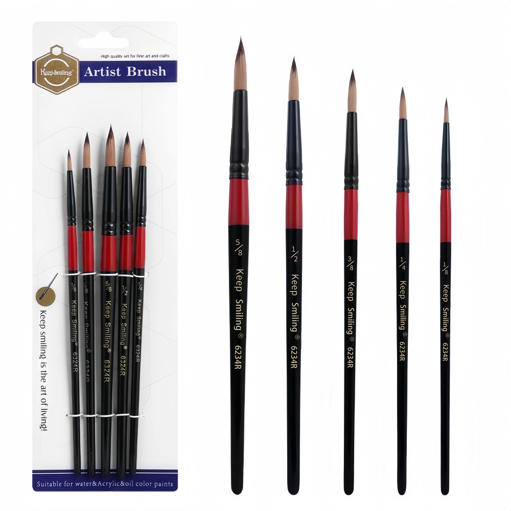 5 Nylon Brush Set Watercolor Acrylic Paint Kidsren DIY Graffiti Painting Brush Art Supplies Wholesale