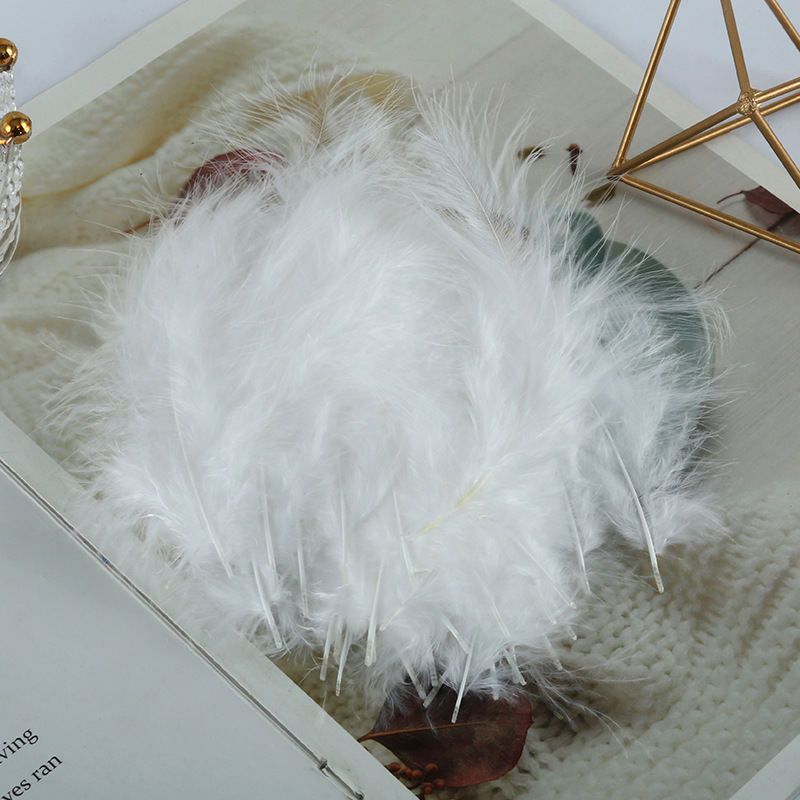 Picture of Feather decoration color turkey feather pointed tail velvet dream catcher net material wave ball gift box filler shooting props