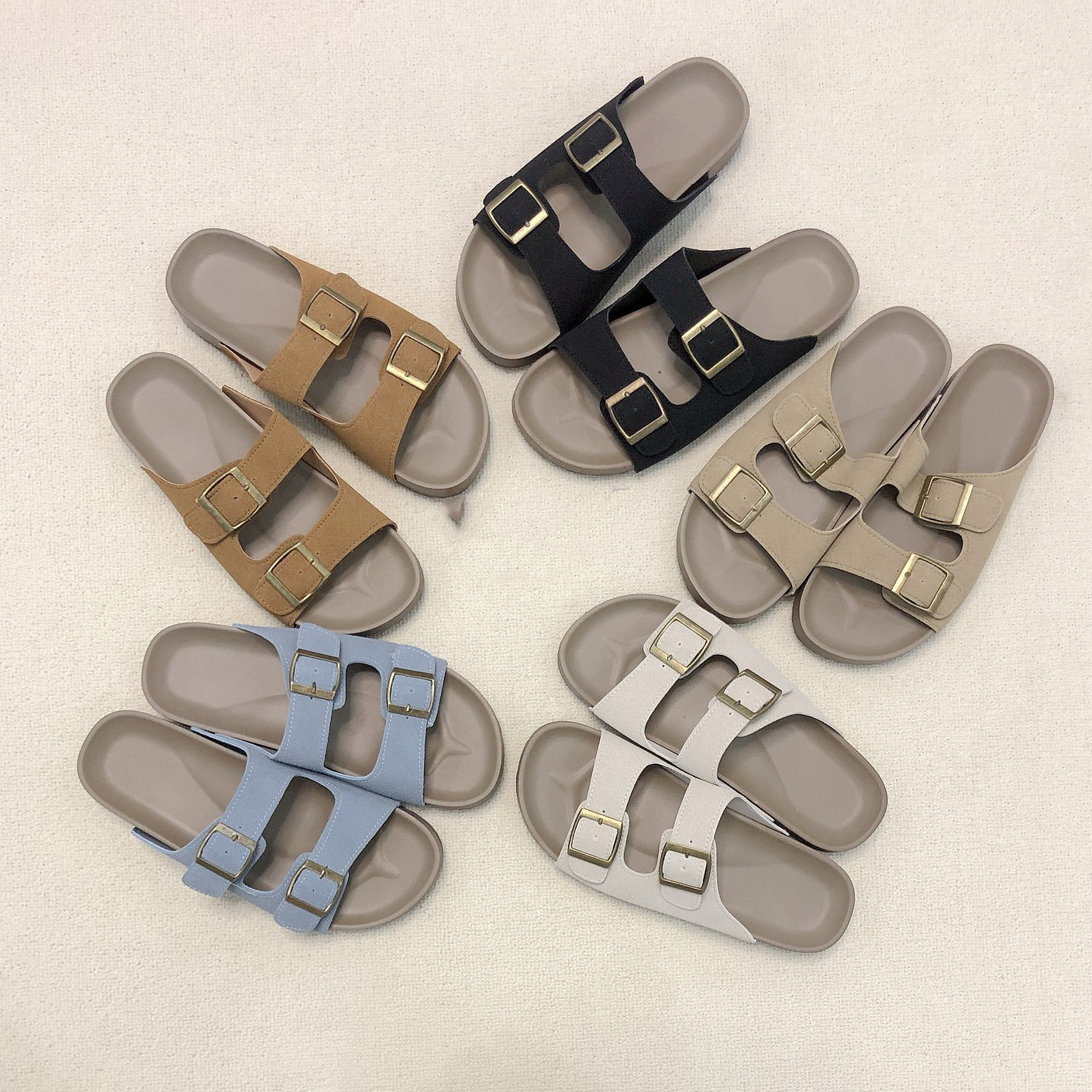 Birkenstock Shoes Thick-soled Sandals and Slippers Women's Summer Outer Wear 2024 New Super Hot All-match Lazy One-line Soft-soled Sandals