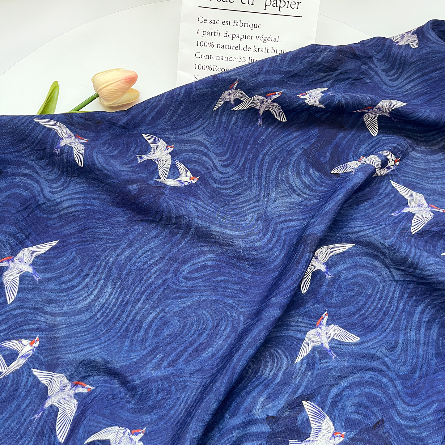 Birds Chinese Style New Chinese Digital Printed Fabric Brocade Cotton Fabric Cheongsam Dress Top Hanfu Fabric