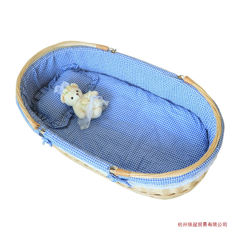 Picture of Rattan baby bassinet bed car comfort sleeping basket baby bed newborn portable carrycot solid wood cradle cradle nest