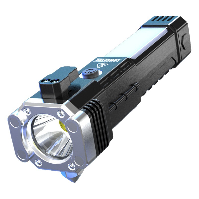Safety hammer flashlight strong light multifunctional flashlight charging emergency household self-defense flashlight led work light