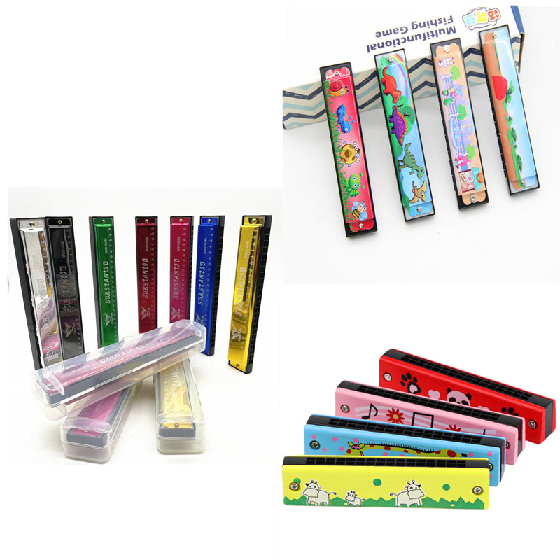 Factory Direct Sales 24-Hole C Key Harmonica Metal Harmonica Kidsren's Beginner Enlightenment Musical Instrument Educational Early Education Toys