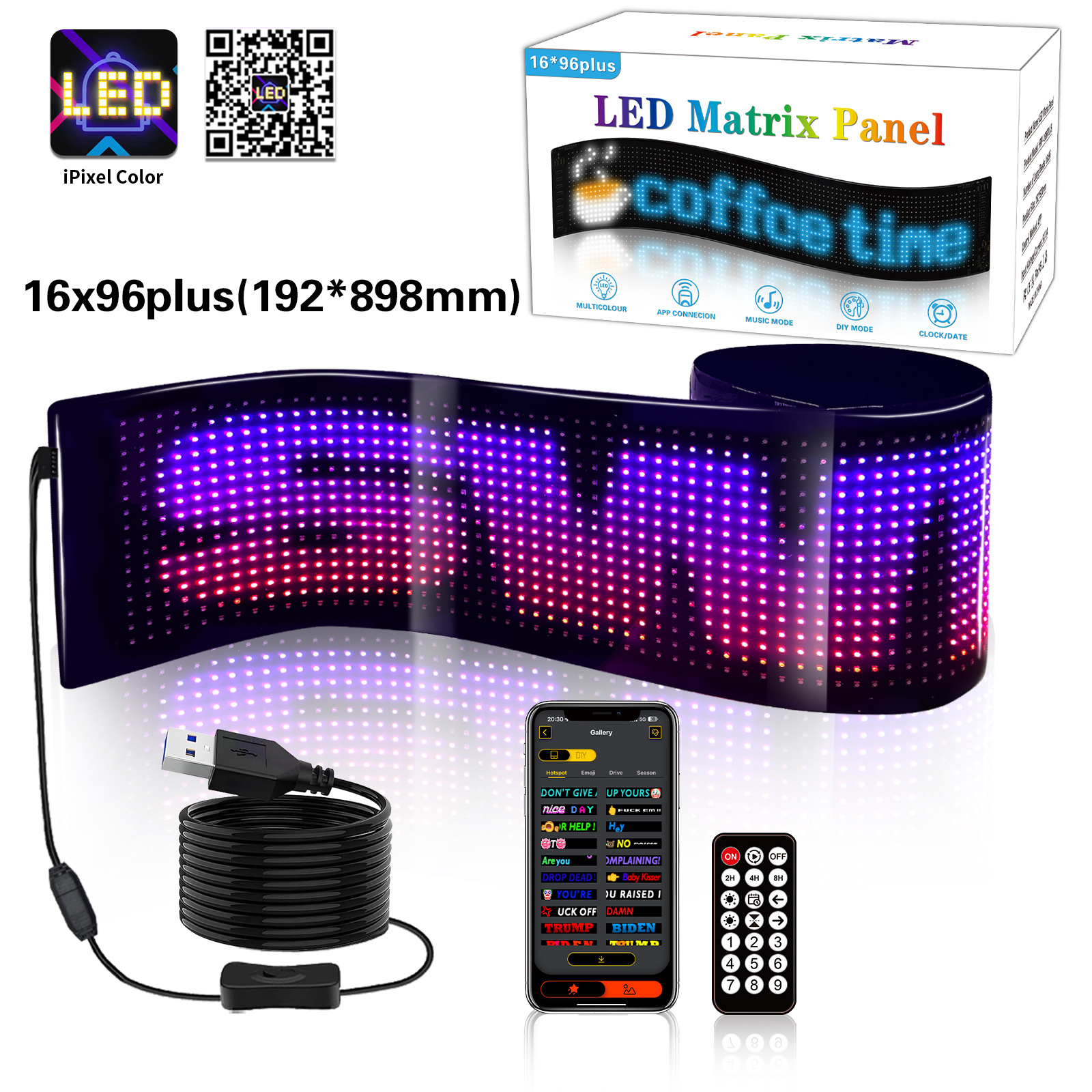 Picture of Led Flexible Screen Led Screen Bluetooth Advertising Screen Ultra-Thin Waterproof DIY Store Recruitment Screen Led Follow-Up Screen Cross-Border New Product
