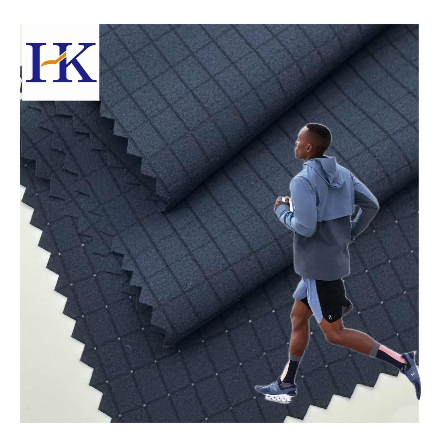 New conductive silk radiation resistant polyester brocade rotten hole hole cloth four sides stretch outdoor pants running clothes plain weave