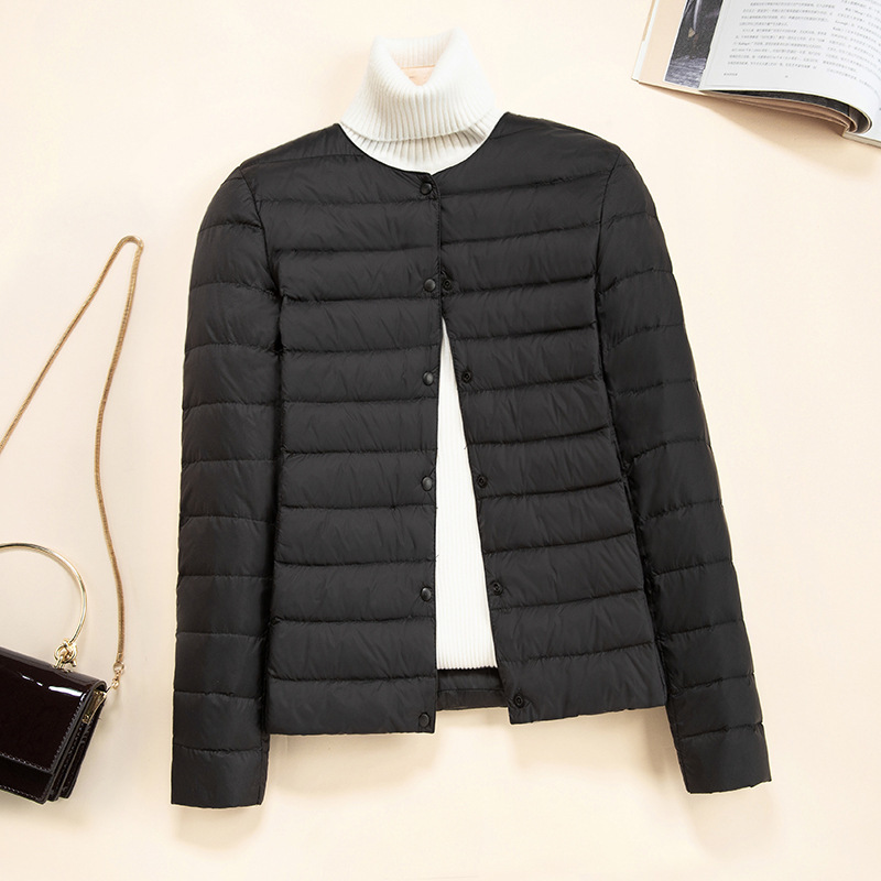 Picture of Lightweight Down Jacket Women's Short New Round Neck Thin Inner Liner Slim-fit Inner Wear Base plus size Jacket Trendy