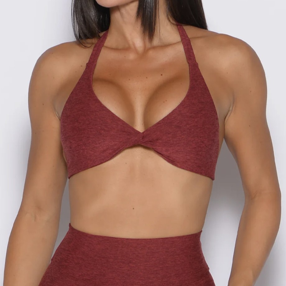 European and American Cross-border Fitness Yoga Sports Underwear Deep V Sexy Hanging Neck Backless Bra Naked Sanding Breathable Quick-drying