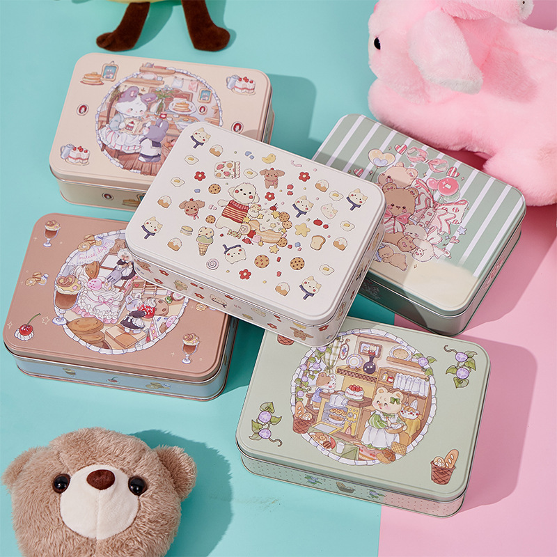 Original Embossed Stereo Rectangular Iron Can Energy Cookie Packaging Box White Rabbit Toffee Chocolate Live Broadcast Special