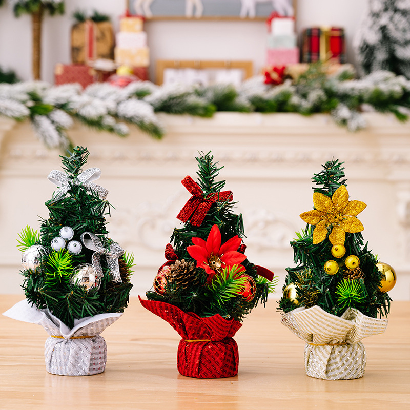 Haobei Cross-Border New Mini Christmas Tree Small Christmas Tree Christmas Desktop Ornaments Christmas Tree Decorations