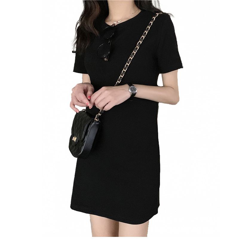Picture of New 2025 Summer Korean Style Mid-Length Dress for Female Students Pure Color Export Women's Skirt Clothes One Piece Shop