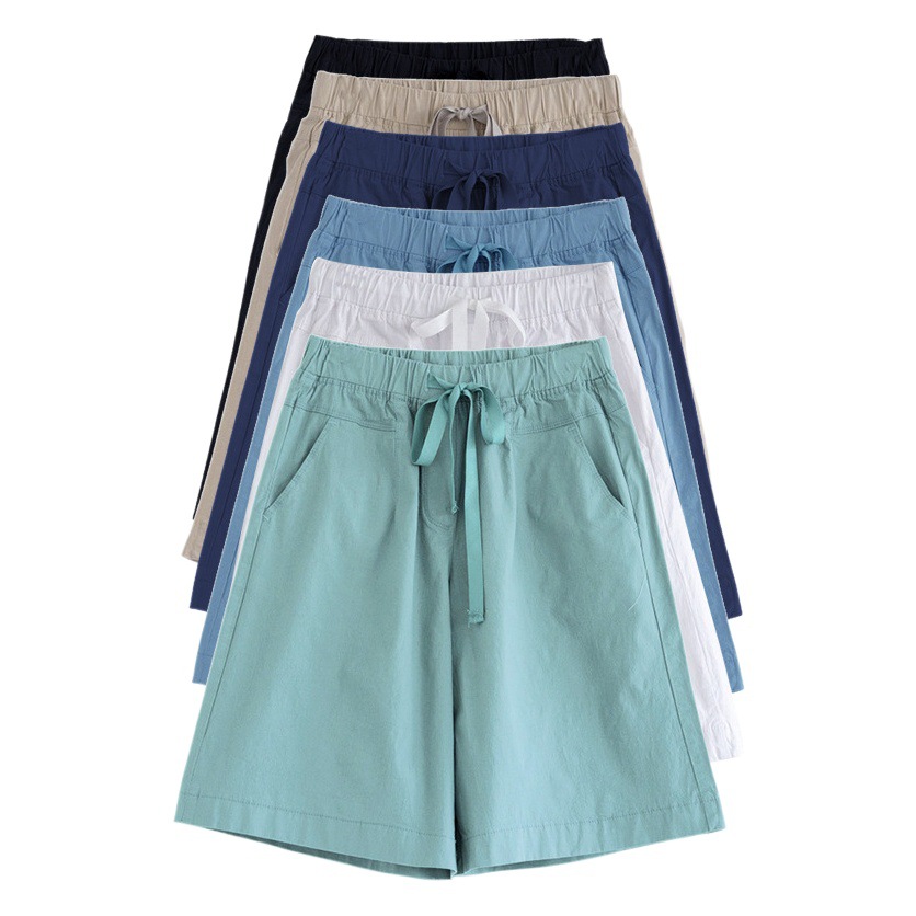 Picture of Five-point Pants Women's Loose Shorts Summer Thin High Waist 100.00kg Years New Casual Pants Women's Straight Black Five-point Pants