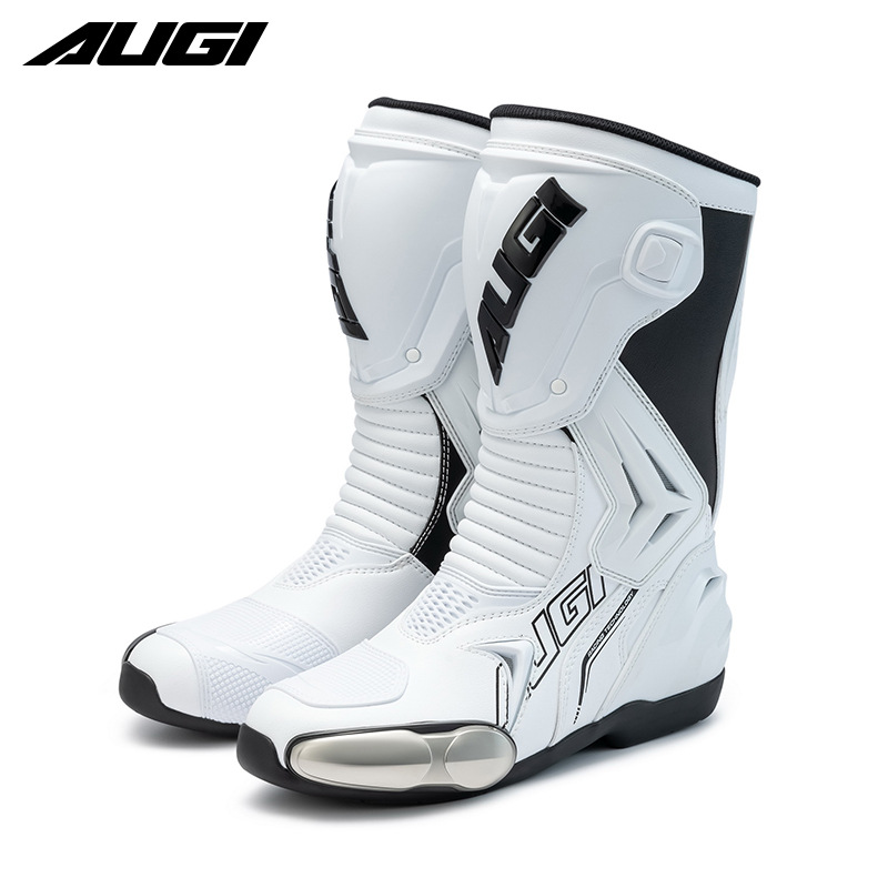 AUGI Riding Boots Motorcycle Shock Absorbing Anti-fall Riding Shoes Off-road Wear-resistant Track Four Seasons Motorcycle Boots for Men and Women