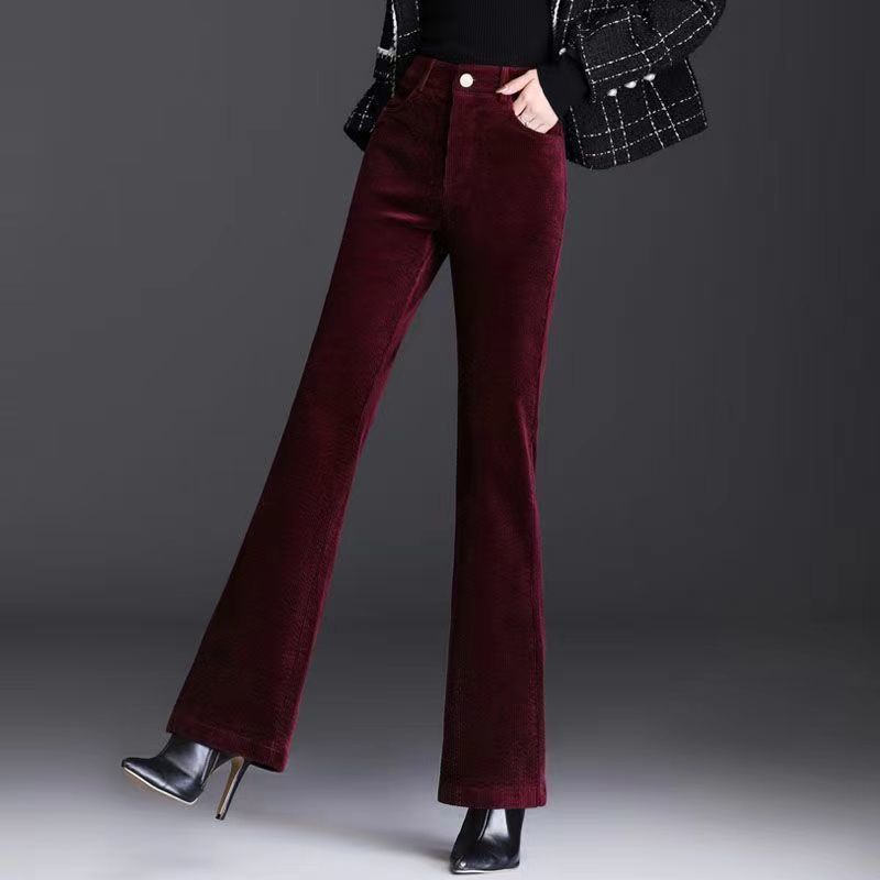 Corduroy Women's Pants Autumn and Winter New Micro-flared Casual Pants Women's Spring and Autumn Korean-style All-match High Waist Slimming Cold-proof Trousers