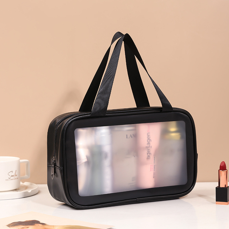 Picture of PVC Transparent Cosmetic Bag Simple Large Capacity Bath Bag PU Waterproof Portable Toiletry Bag Portable Travel Storage Bag