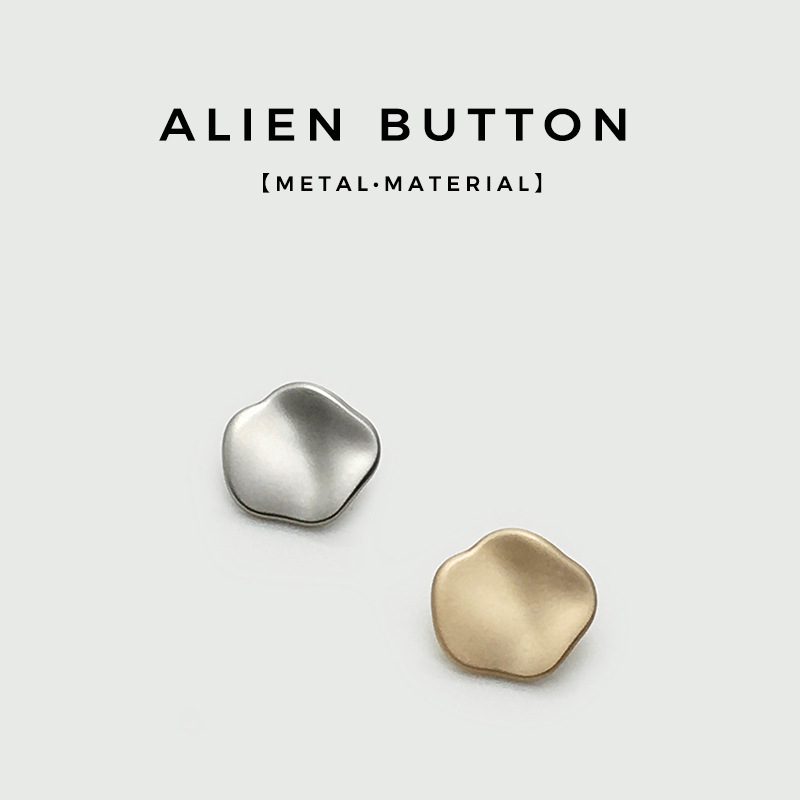 Wave-shaped Metal Buttons for Men and Women, Fashionable Asymmetrical Shirts, Cardigans, Small Buttons, Tweed Outwear, Sleeve Collar Buttons