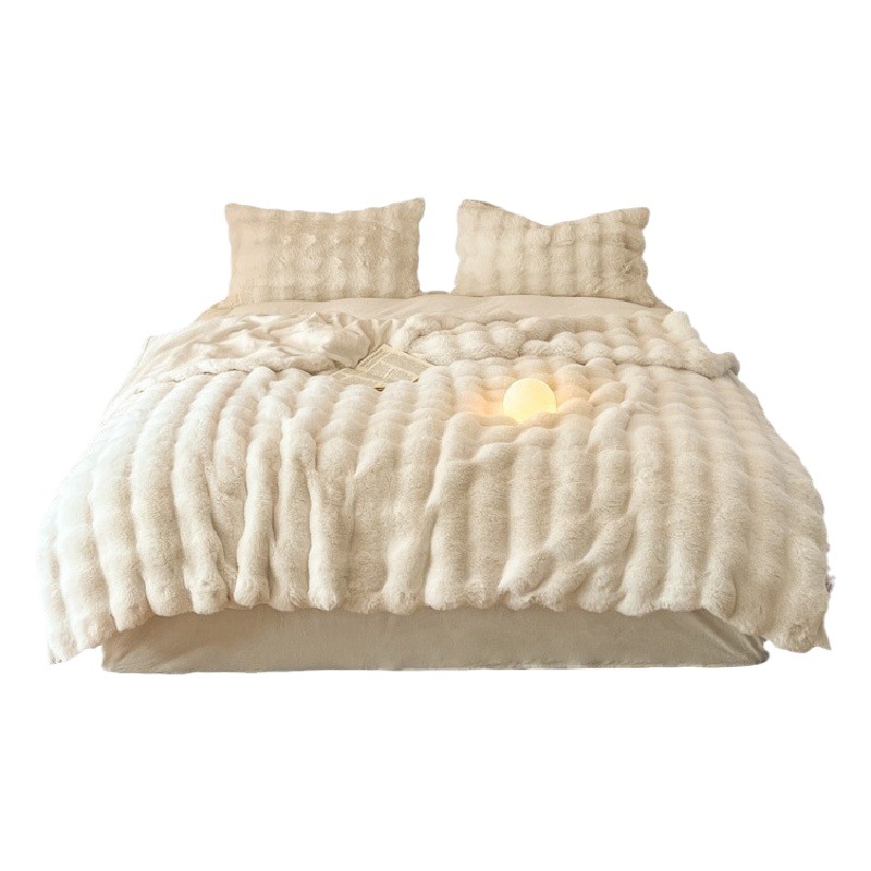Big Rabbit velvet milk velvet blanket thickened autumn and winter blanket solid color sofa blanket factory wholesale household ins style simple