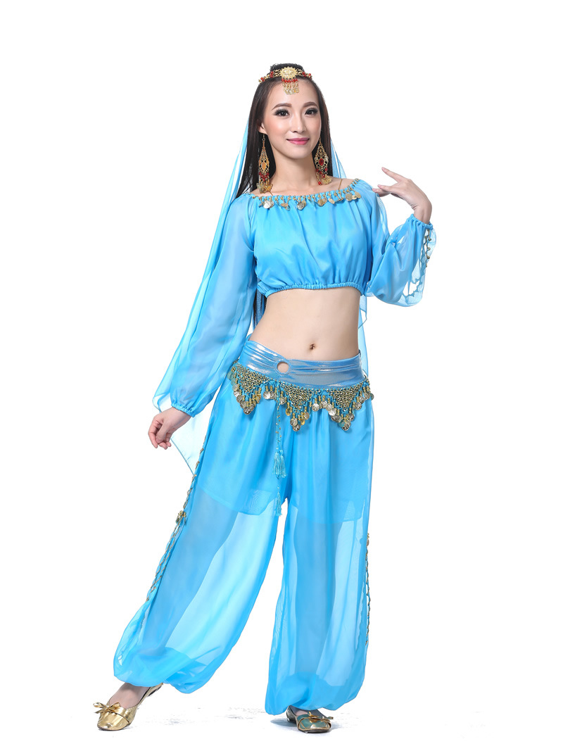 Picture of 4 Piece Set Lantern Long Sleeve Ring Lantern Pants Veil Belly Dance suit Belly Dance India Performance suit