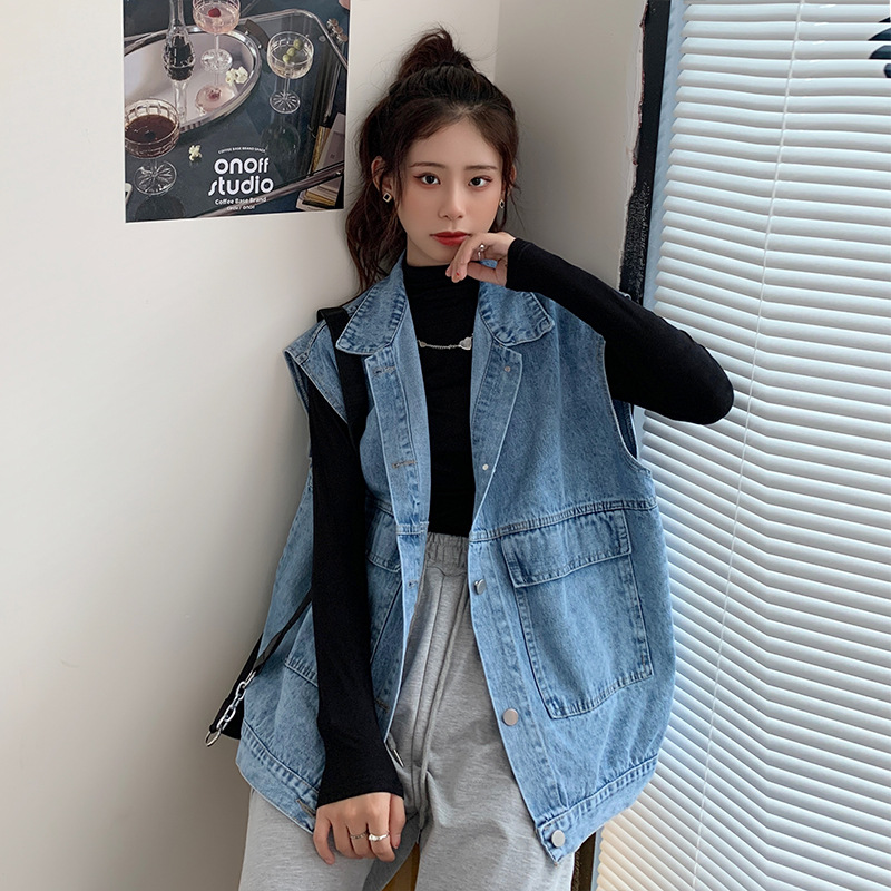 Picture of New Slimming Denim Vest Women's Clothing Loose Early Autumn Korean Retro Sleeveless Top Student Fried Street Short Jacket