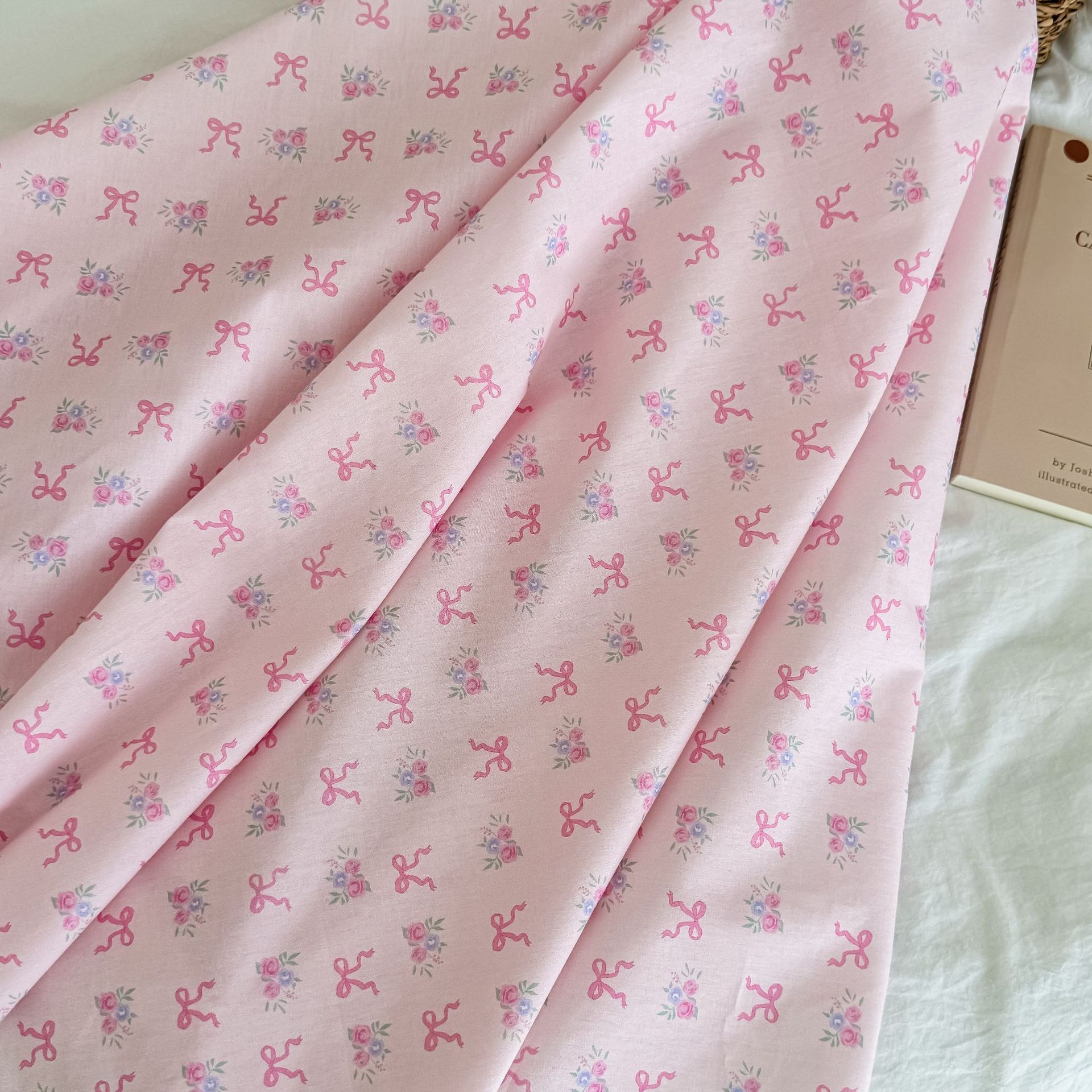 Picture of Cotton INS Wind Bow Floral Printed and Dyed Cloth Bags Children's Clothing dress Home Clothes Pajamas Clothing Fabric